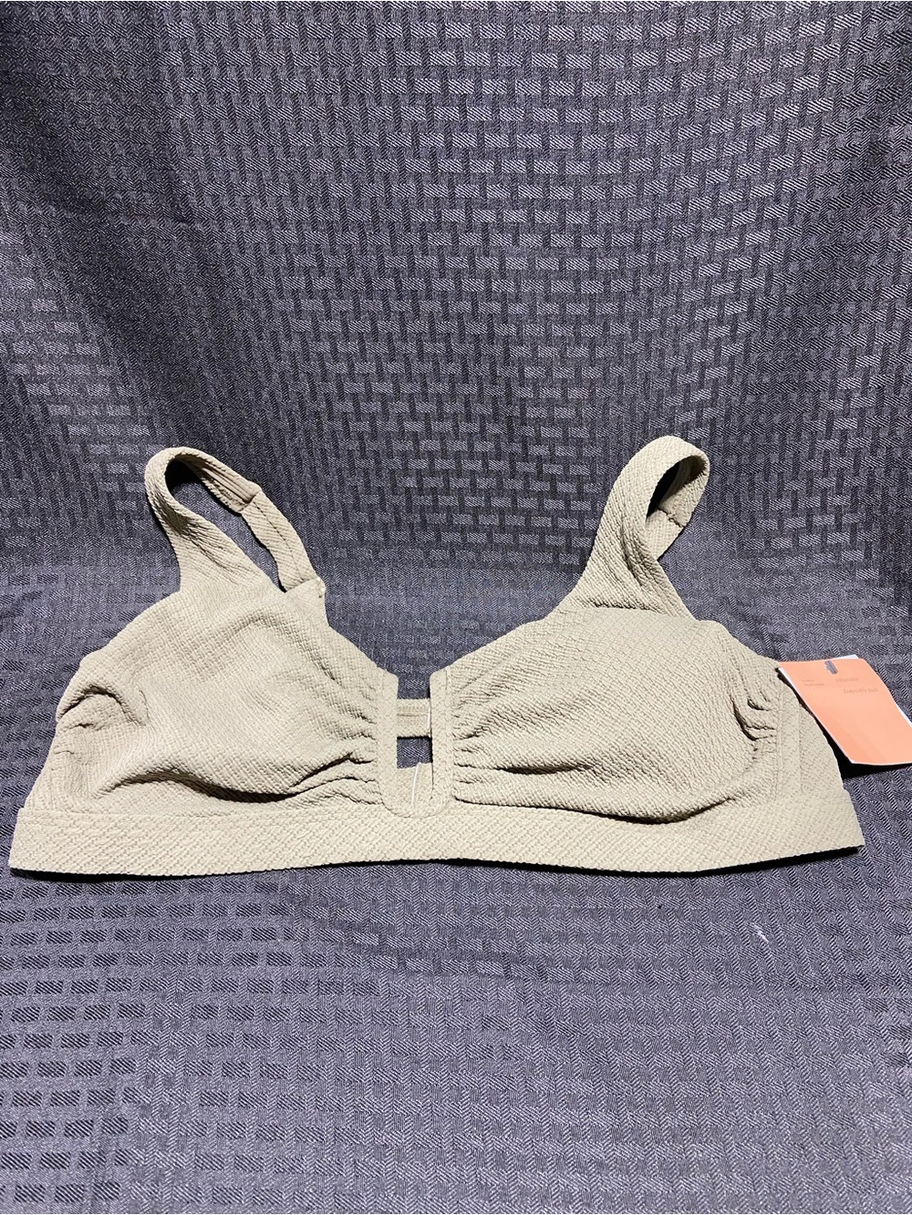 Seam-Textured Soft Swimming Top in Sage Green - Bathing Suit Top